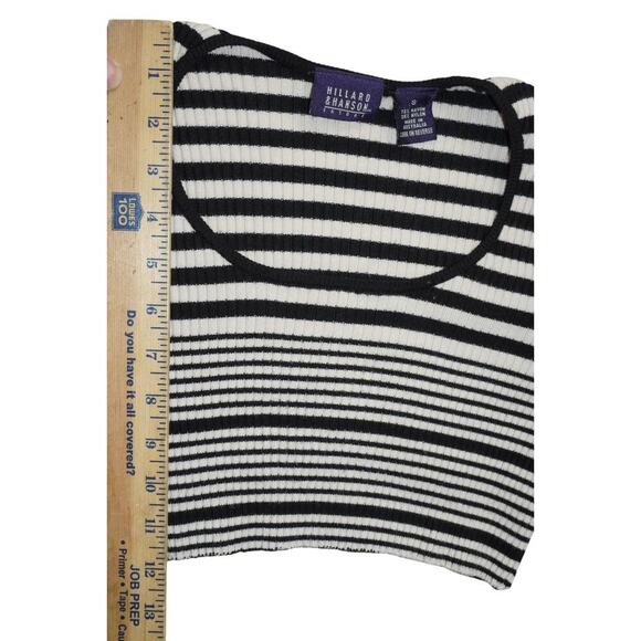 Vintage Hillard & Hanson Black White Striped Ribbed Knit Cropped Y2K Small - Picture 4 of 6